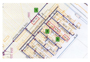 Drawing of one of the first self-cleaning distribution networks: 1 is the conventional secondary network, 2 and 3 show a typical self-cleaning branch as designed with Self-Cleaning Networks.