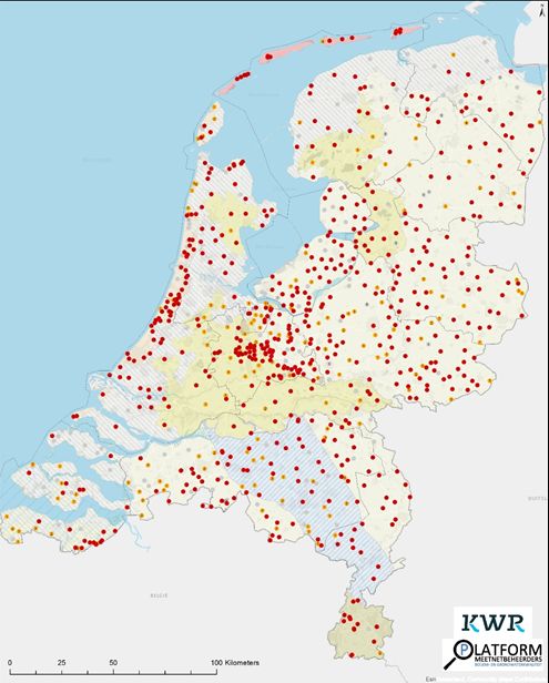 Totaalkaart antropogene stoffen (10 m diepte)