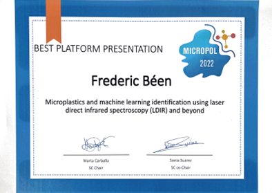 Onderscheiding voor KWR-presentatie over classificatie van microplastics door gebruik van machine learning