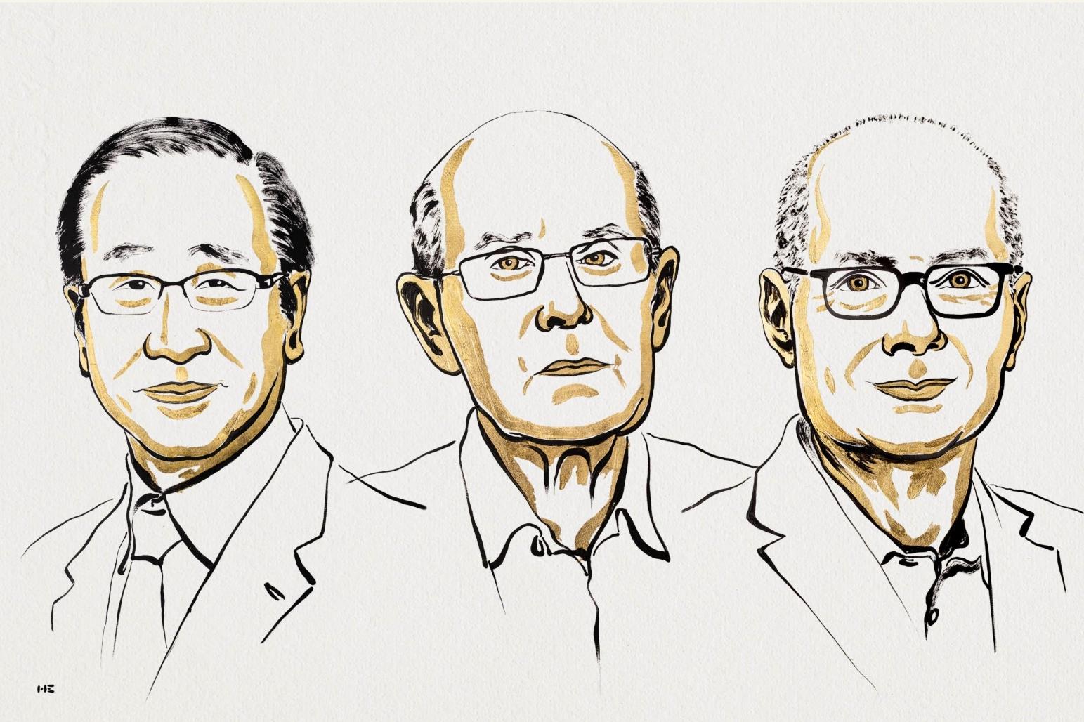 Novelprijswinnaars Scheikunde 2025 voor Susumu Kitagawa, Richard Robson en Omar Yaghi voor de ontwikkeling van metal organic frameworks.